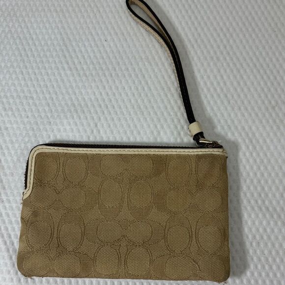 Coach Beige Wristlet with Logo Pattern - Picture 3 of 9